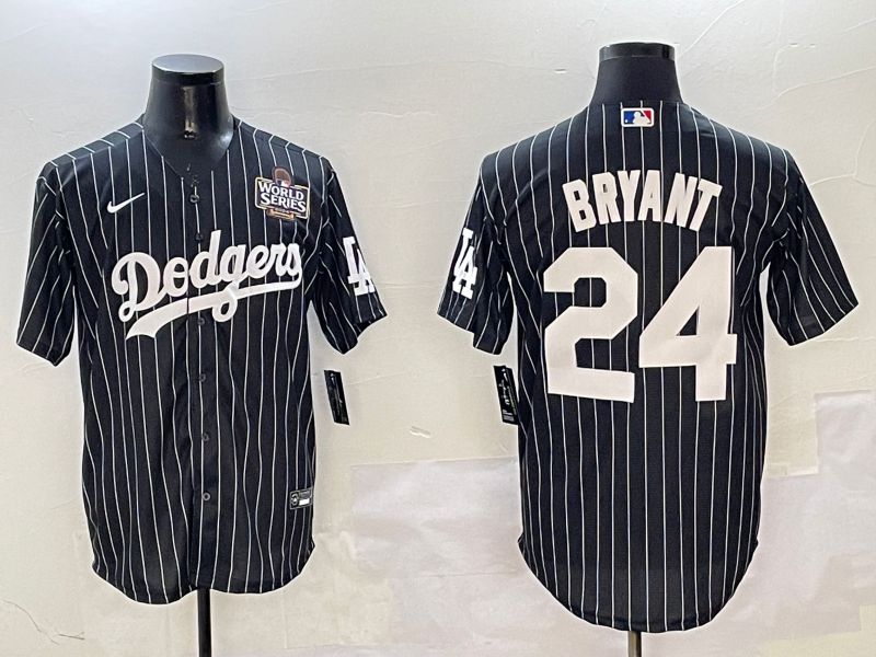 Men Los Angeles Dodgers #24 Bryant Black Stripe Jointly Name 2025 Nike MLB Jersey style 8